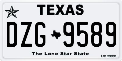 TX license plate DZG9589