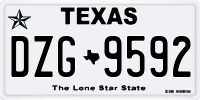 TX license plate DZG9592