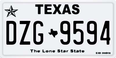 TX license plate DZG9594