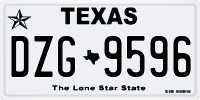 TX license plate DZG9596