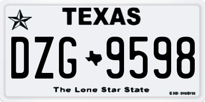 TX license plate DZG9598