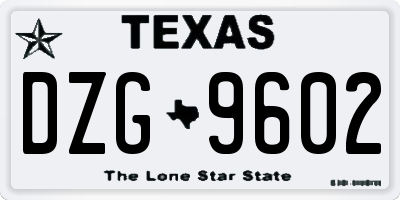 TX license plate DZG9602