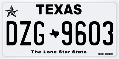 TX license plate DZG9603