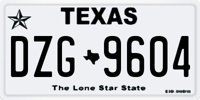 TX license plate DZG9604