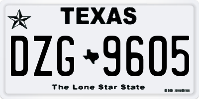 TX license plate DZG9605