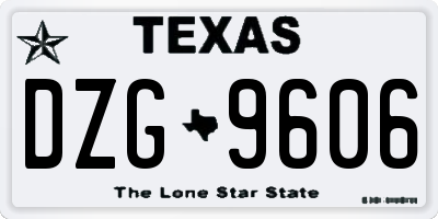 TX license plate DZG9606