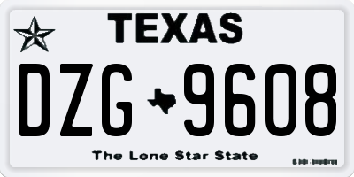 TX license plate DZG9608
