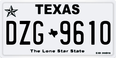 TX license plate DZG9610