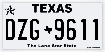 TX license plate DZG9611