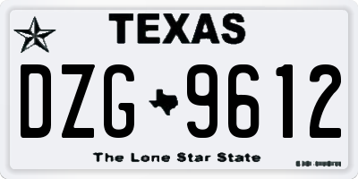 TX license plate DZG9612