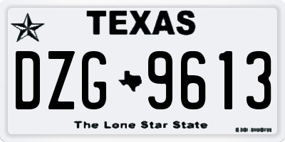 TX license plate DZG9613