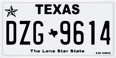 TX license plate DZG9614