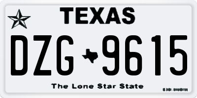 TX license plate DZG9615