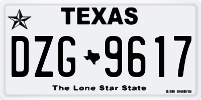 TX license plate DZG9617