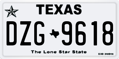 TX license plate DZG9618