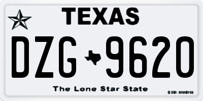 TX license plate DZG9620