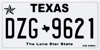 TX license plate DZG9621