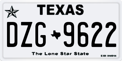 TX license plate DZG9622