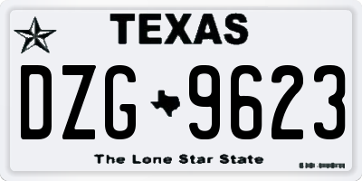 TX license plate DZG9623