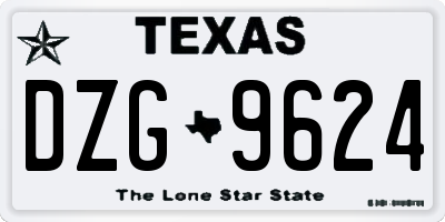 TX license plate DZG9624