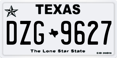 TX license plate DZG9627