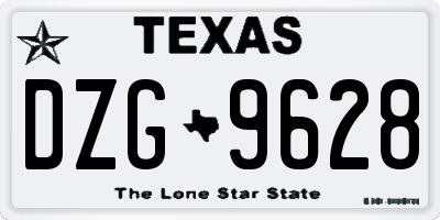 TX license plate DZG9628