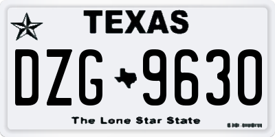 TX license plate DZG9630