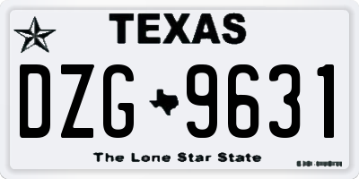 TX license plate DZG9631
