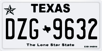 TX license plate DZG9632