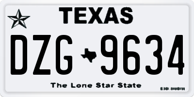 TX license plate DZG9634