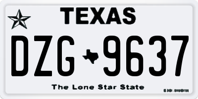 TX license plate DZG9637
