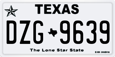 TX license plate DZG9639