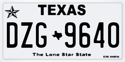 TX license plate DZG9640
