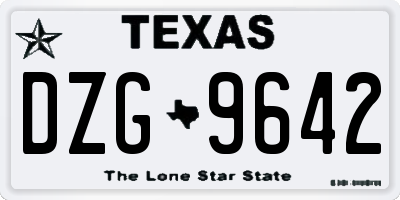 TX license plate DZG9642