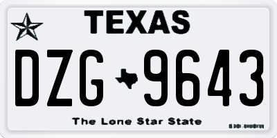 TX license plate DZG9643