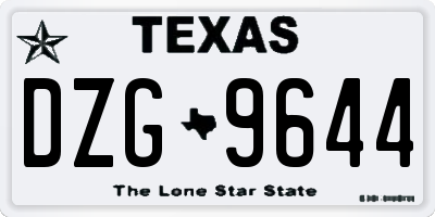 TX license plate DZG9644