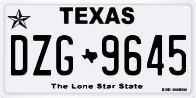 TX license plate DZG9645