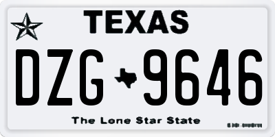 TX license plate DZG9646