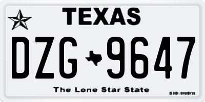 TX license plate DZG9647