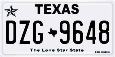 TX license plate DZG9648