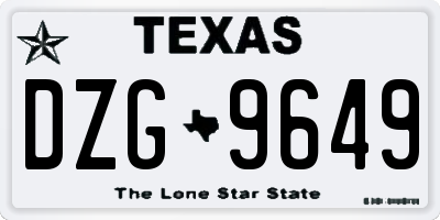 TX license plate DZG9649