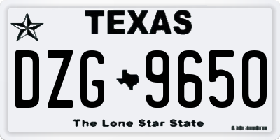 TX license plate DZG9650