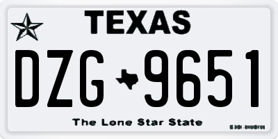 TX license plate DZG9651