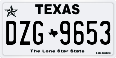 TX license plate DZG9653