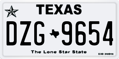 TX license plate DZG9654