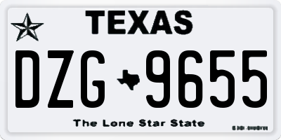 TX license plate DZG9655
