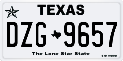 TX license plate DZG9657