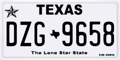 TX license plate DZG9658