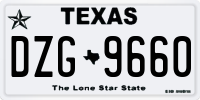 TX license plate DZG9660
