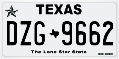 TX license plate DZG9662